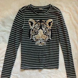 Free People Striped Tiger Shirt